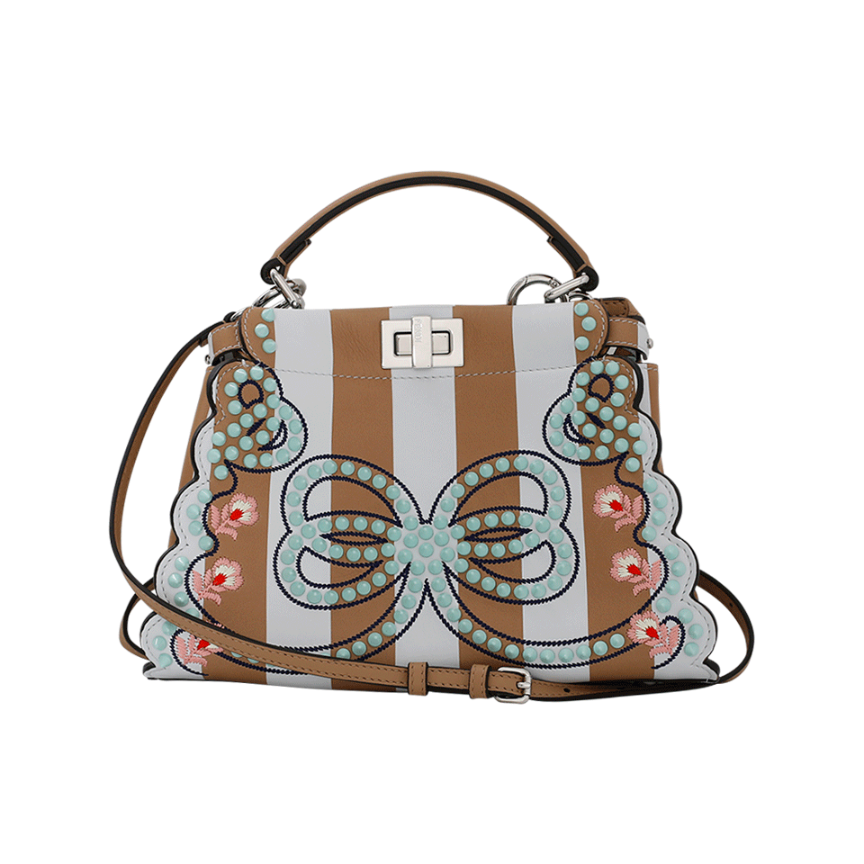 FENDI-Stripe And Studded Peekaboo-WHITE