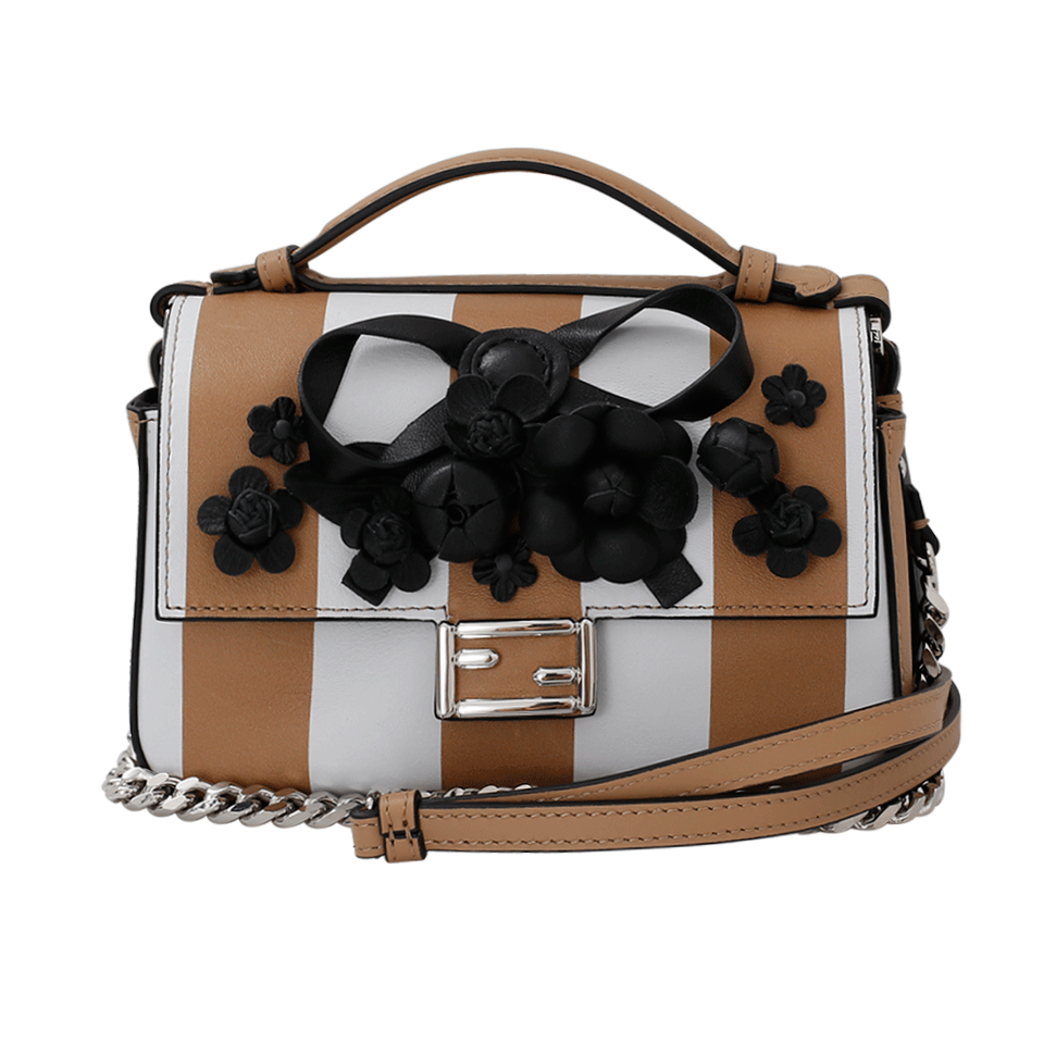 FENDI-Floral Micro Baguette-WHT/BLK