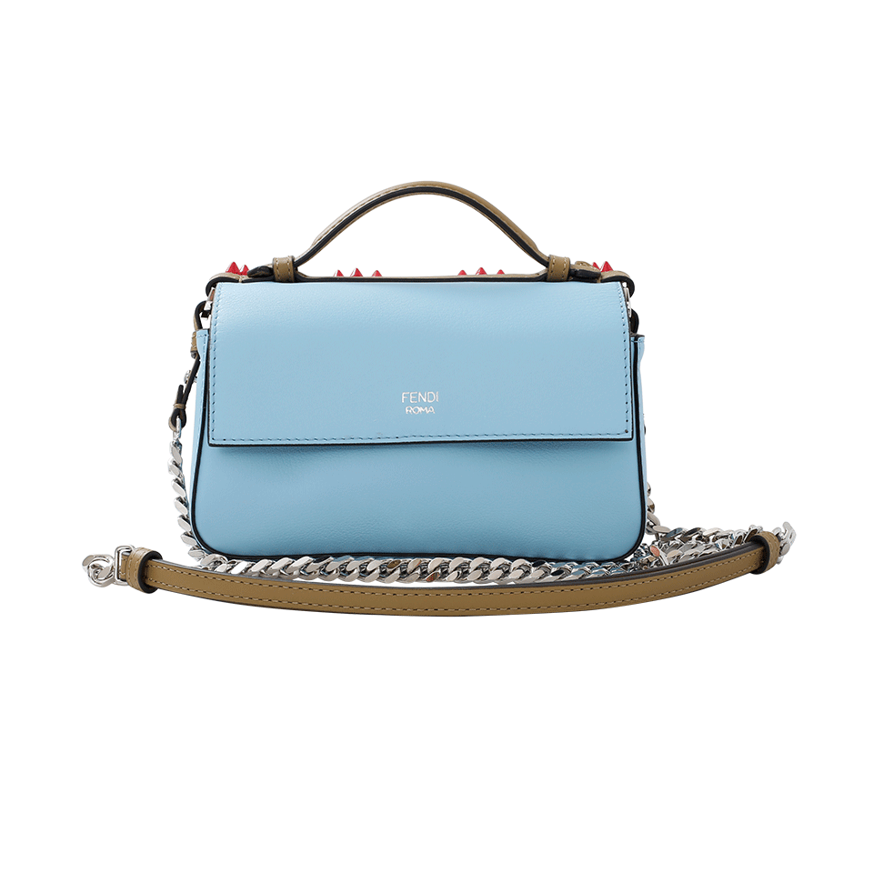 FENDI-Studded Micro Baguette-WHT/TURQ