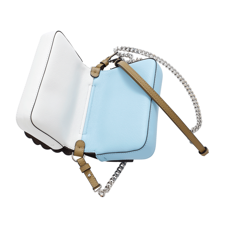 FENDI-Studded Micro Baguette-WHT/TURQ