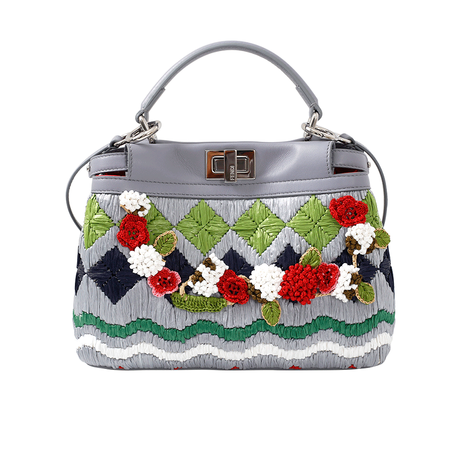 FENDI-Floral Embroidered Peekaboo Mini-ARDESIA