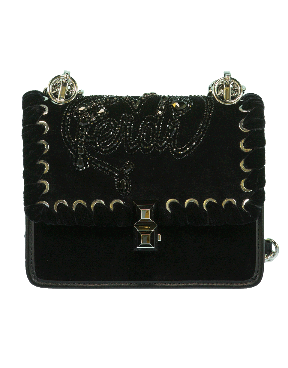 FENDI-Kan I Small Velvet Handbag-BLACK