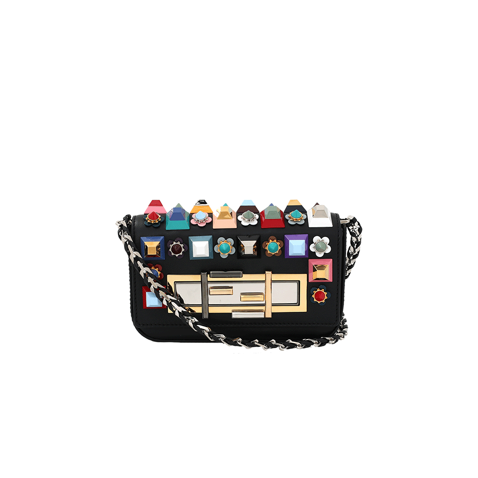 FENDI-Studded Micro Baguette-BLACK