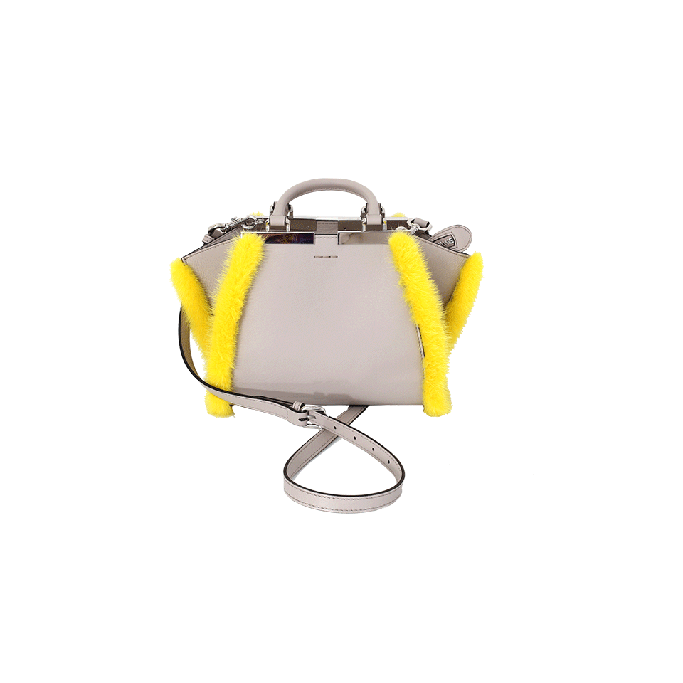 FENDI-Fur Trim Mini 3 Jours Handbag-GREY/YLL