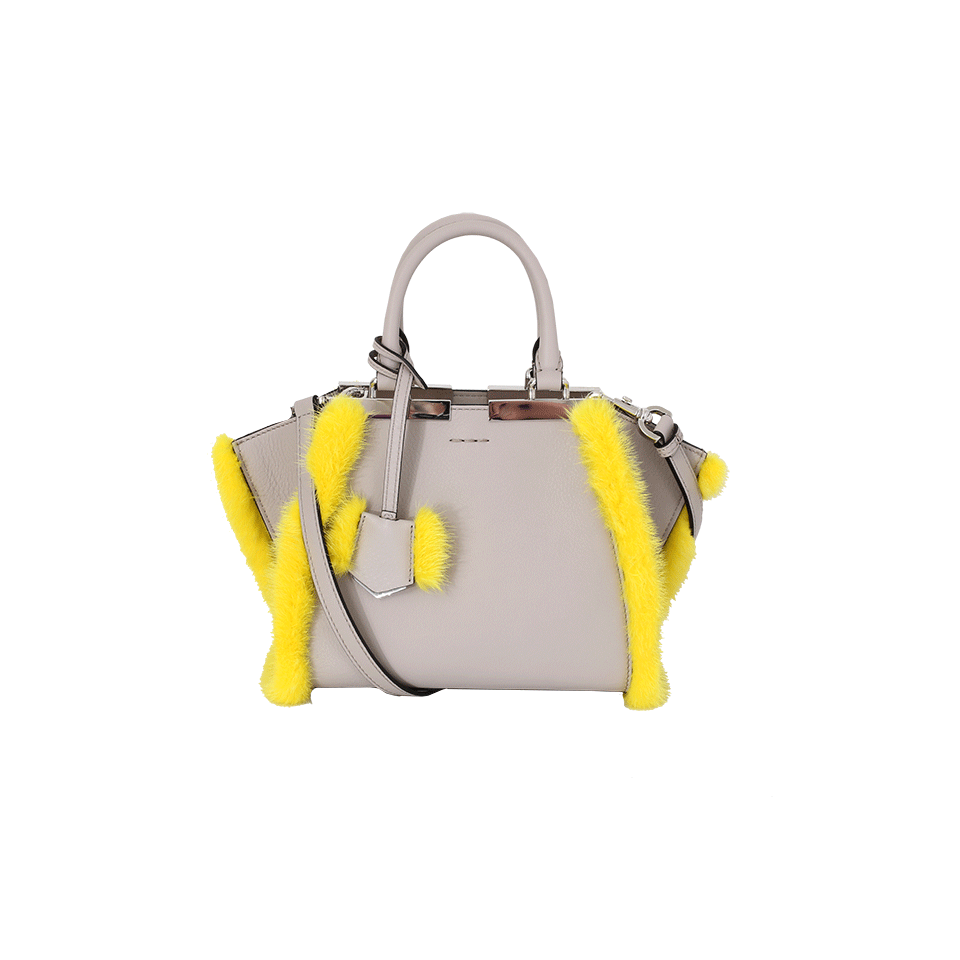 FENDI-Fur Trim Mini 3 Jours Handbag-GREY/YLL