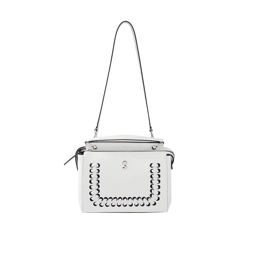 FENDI-Dotcom Grommet And Woven Purse-WHITE