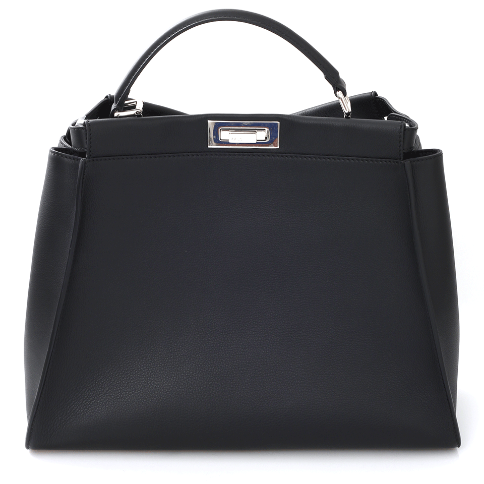 FENDI-Metallic Croc Peekaboo-BLACK