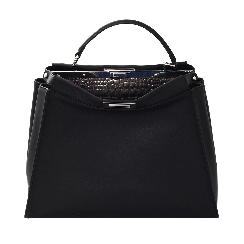 FENDI-Metallic Croc Peekaboo-BLACK