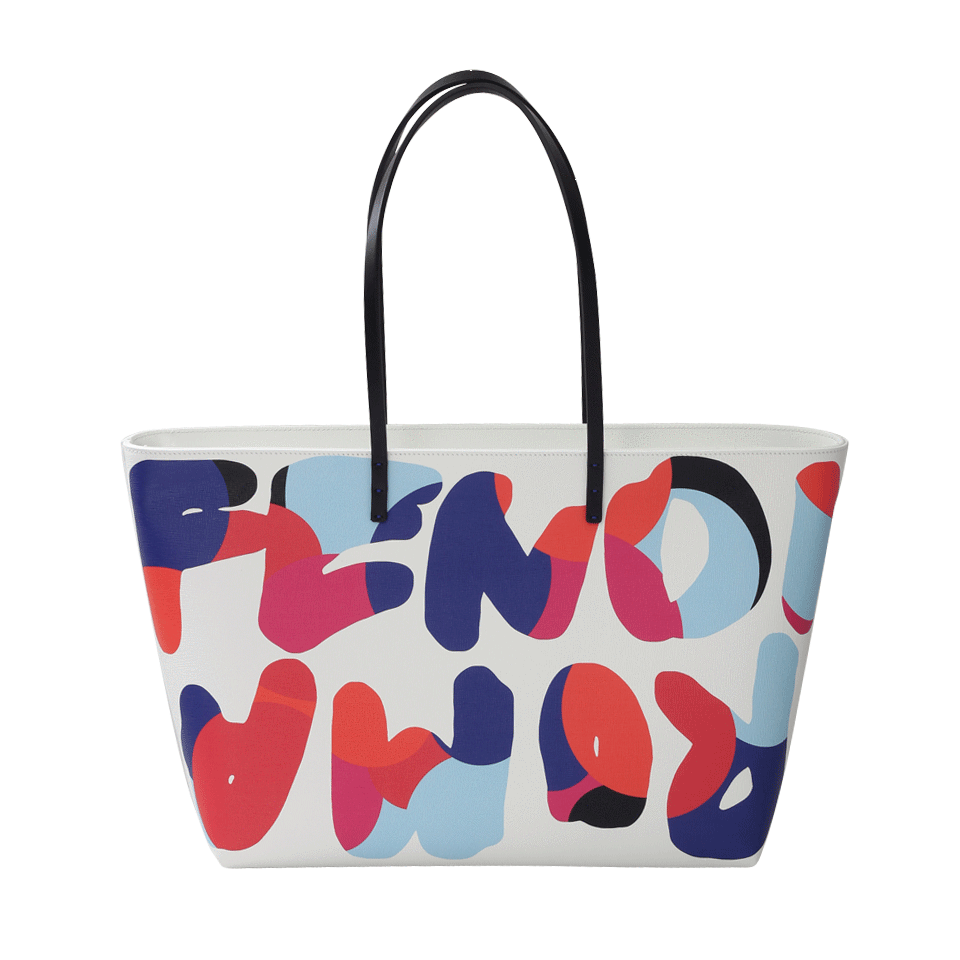 FENDI-Roll Bag Medium Shopper-WHT/BLK