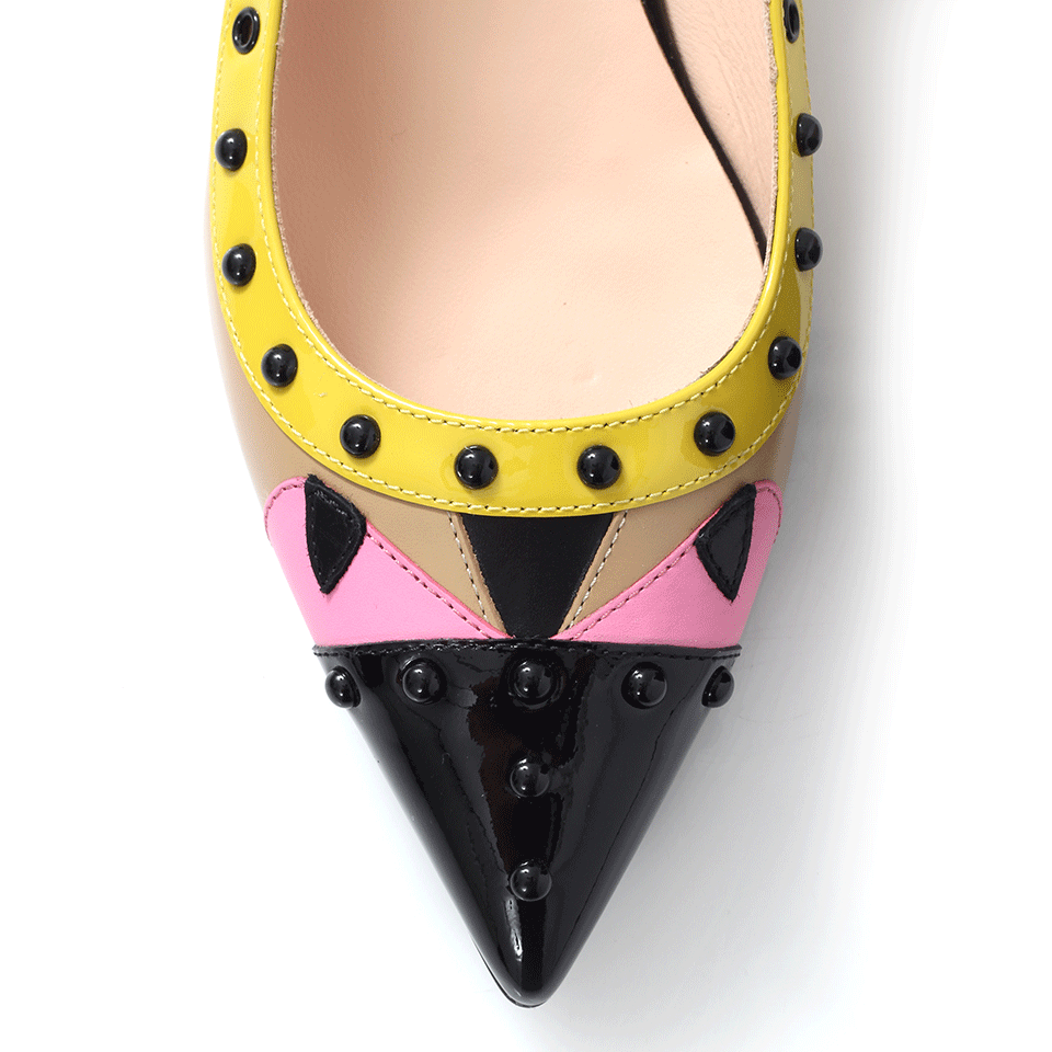 FENDI-Studded Leather Bugs Flat-