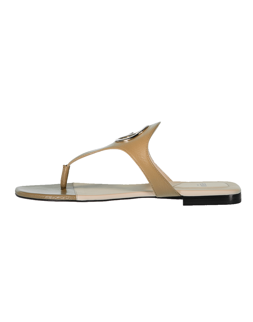 FENDI-F Logo Leather Thong-