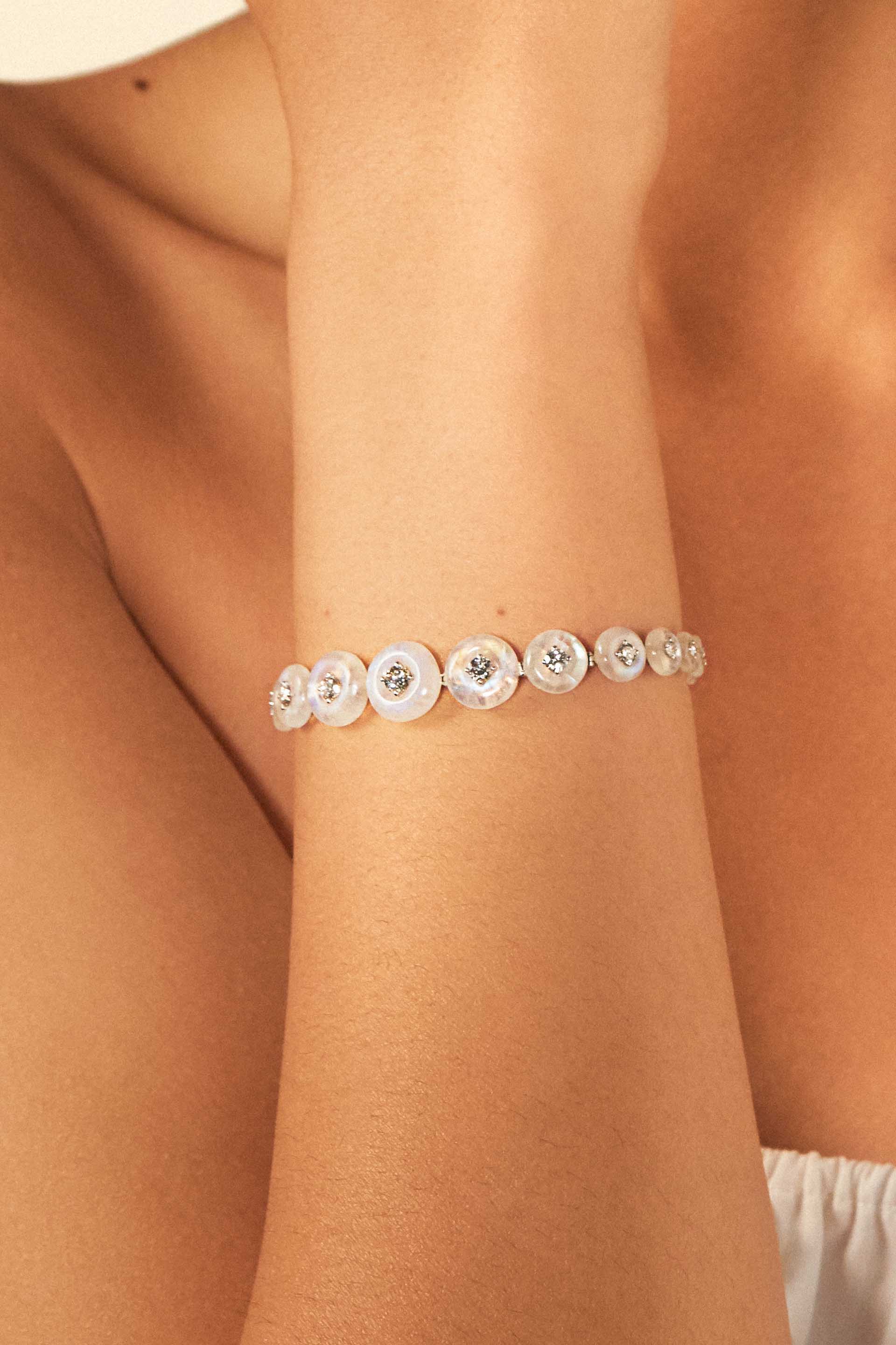 FERNANDO JORGE-Moonstone Surrounding Bracelet-WHITE GOLD