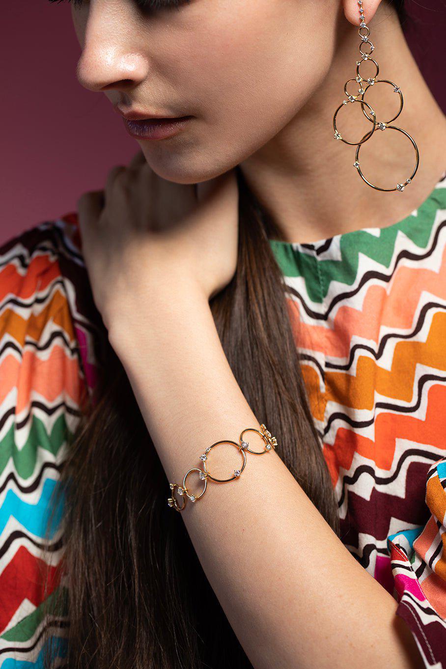 FERNANDO JORGE-Diamond Aerial Loop Bracelet-YELLOW GOLD