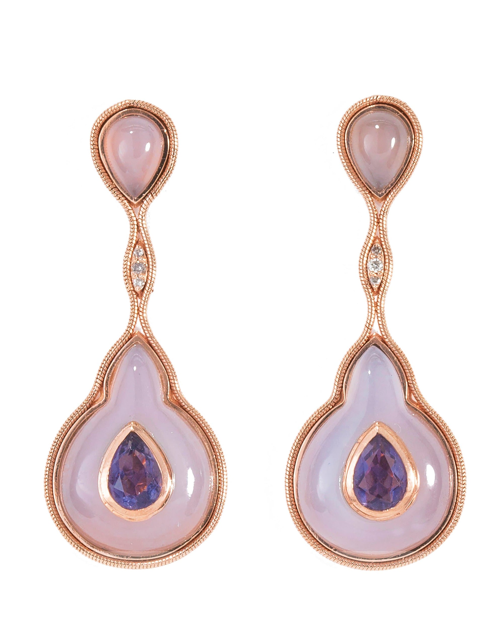 FERNANDO JORGE-Fluid Chalcedony and Iolite Earring-ROSE GOLD