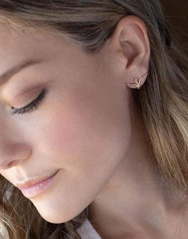 FERNANDO JORGE-Fluid Diamonds Lobe Earrings-ROSE GOLD