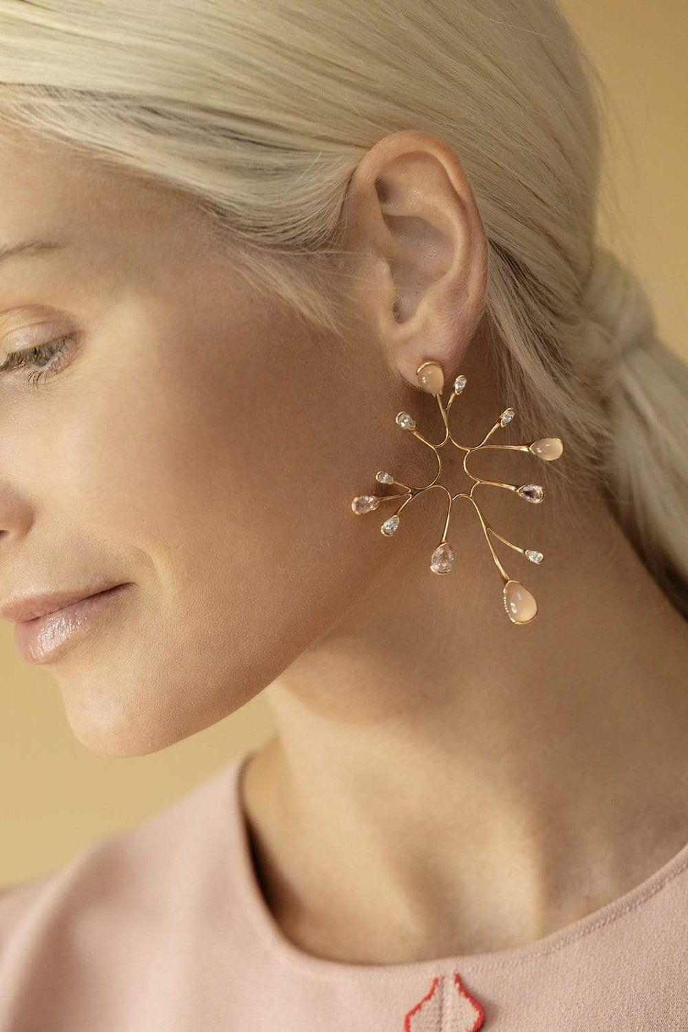 FERNANDO JORGE-Pink Opal Algae Earrings-ROSE GOLD