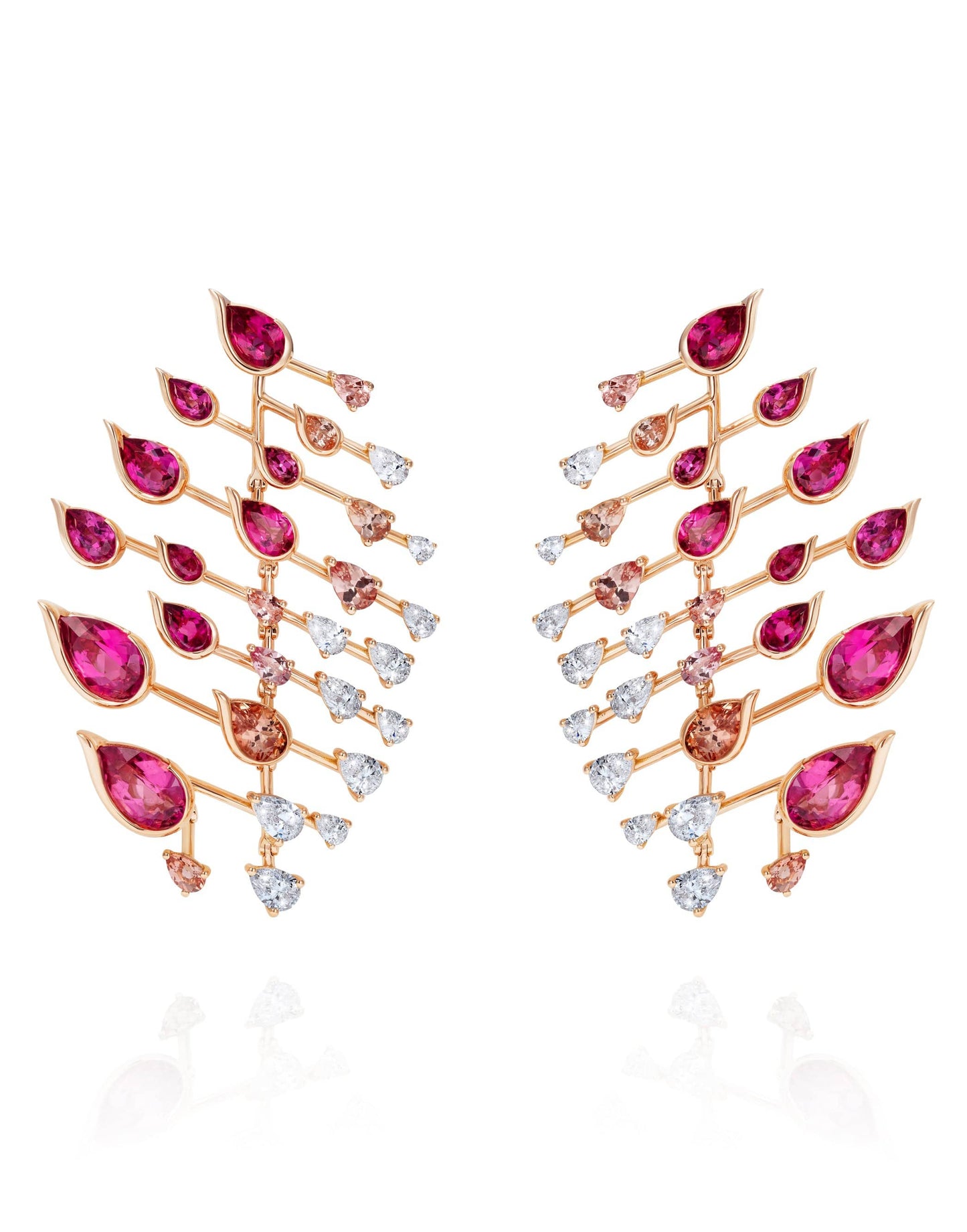 FERNANDO JORGE-Rubellite Diamond and Topaz Flare Earrings-ROSE GOLD