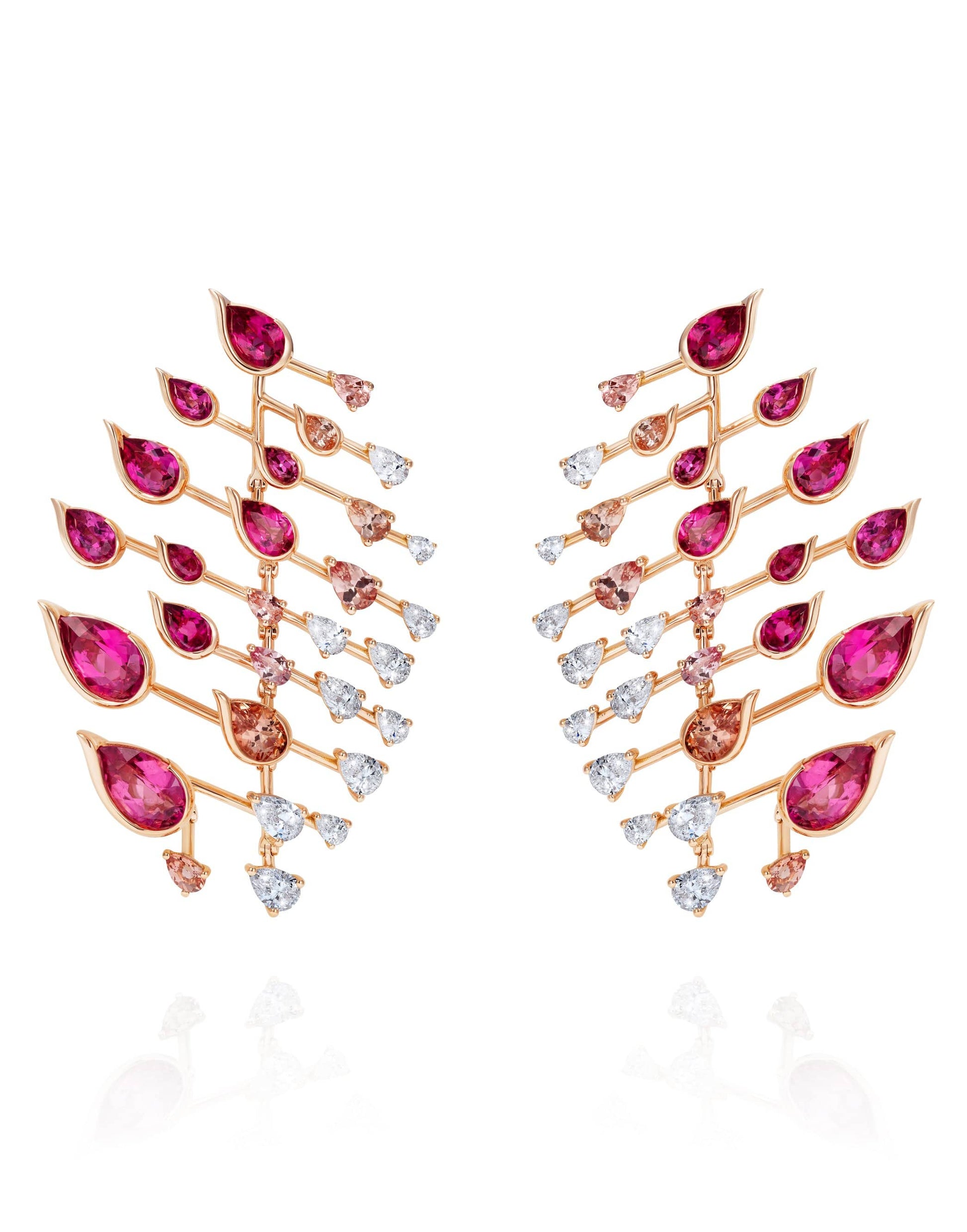 FERNANDO JORGE-Rubellite Diamond and Topaz Flare Earrings-ROSE GOLD
