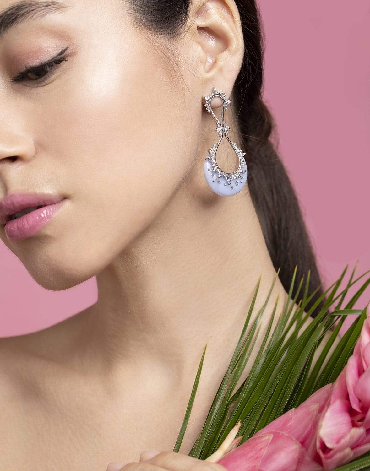 FERNANDO JORGE-Chalcedony Fusion Drop Earrings-WHITE GOLD