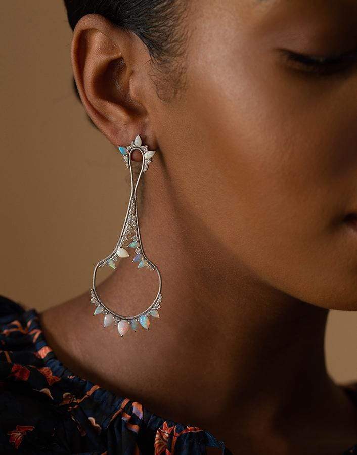 FERNANDO JORGE-Opal and Diamond Electric Drop Earrings-WHITE GOLD
