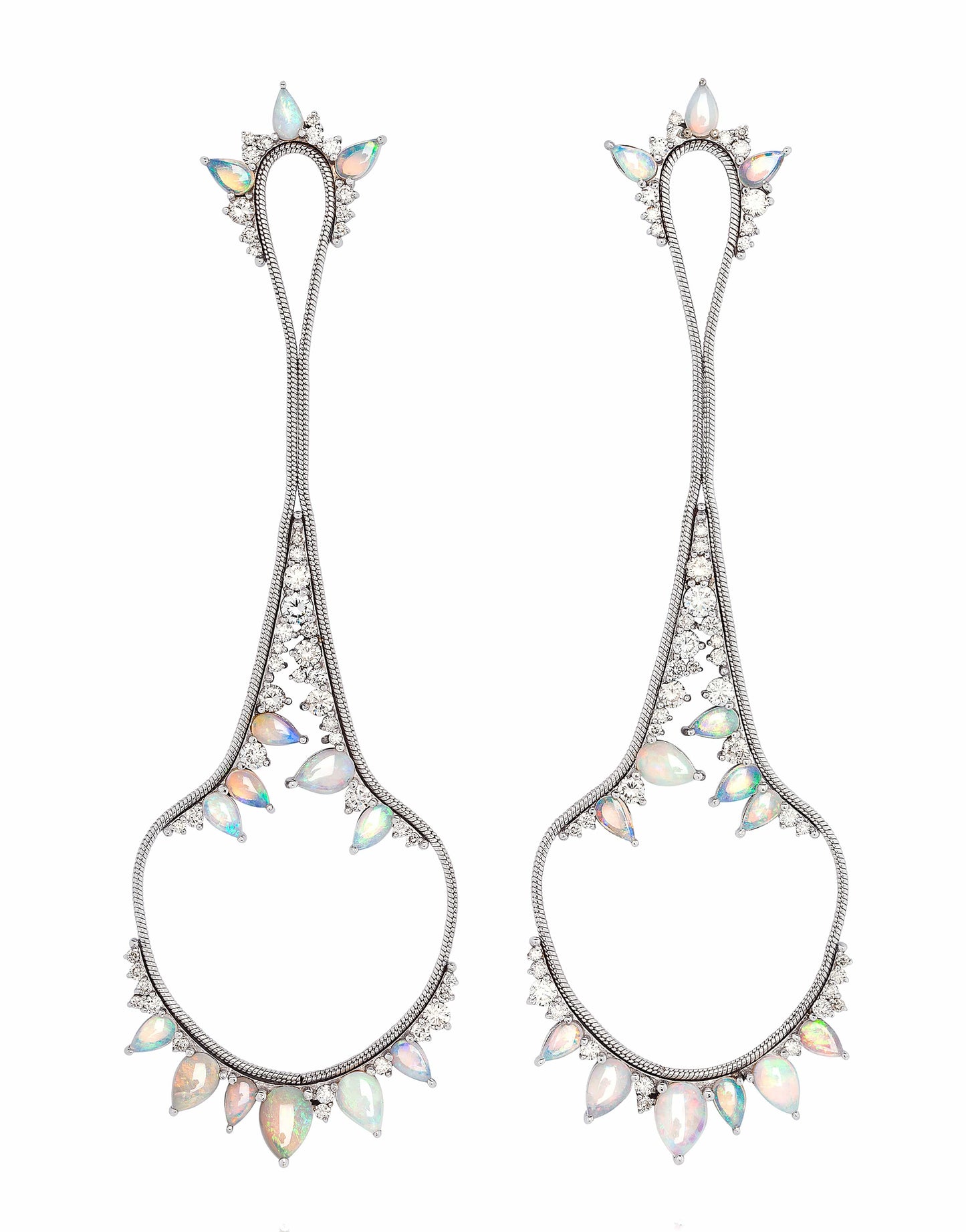 FERNANDO JORGE-Opal and Diamond Electric Drop Earrings-WHITE GOLD