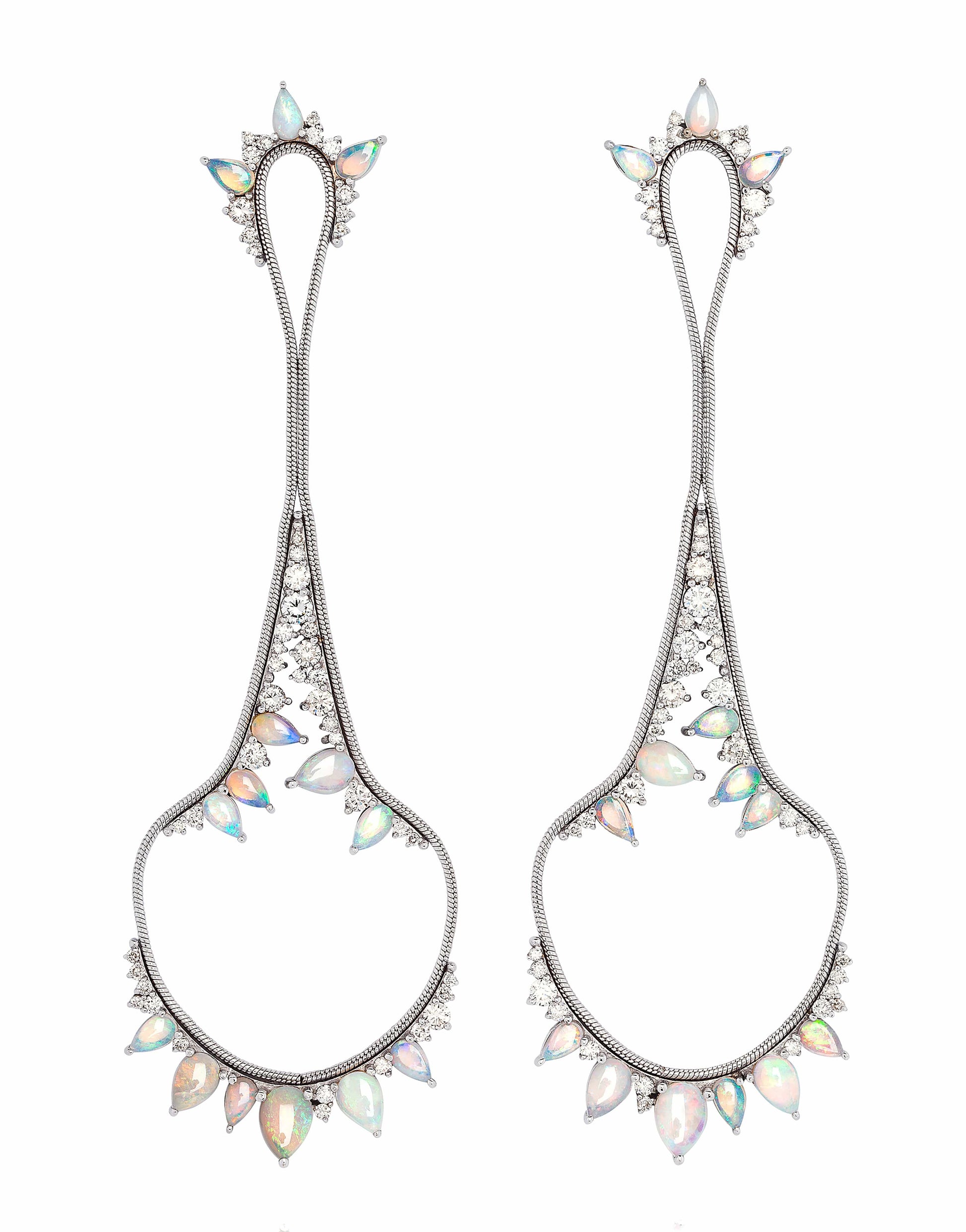 FERNANDO JORGE-Opal and Diamond Electric Drop Earrings-WHITE GOLD
