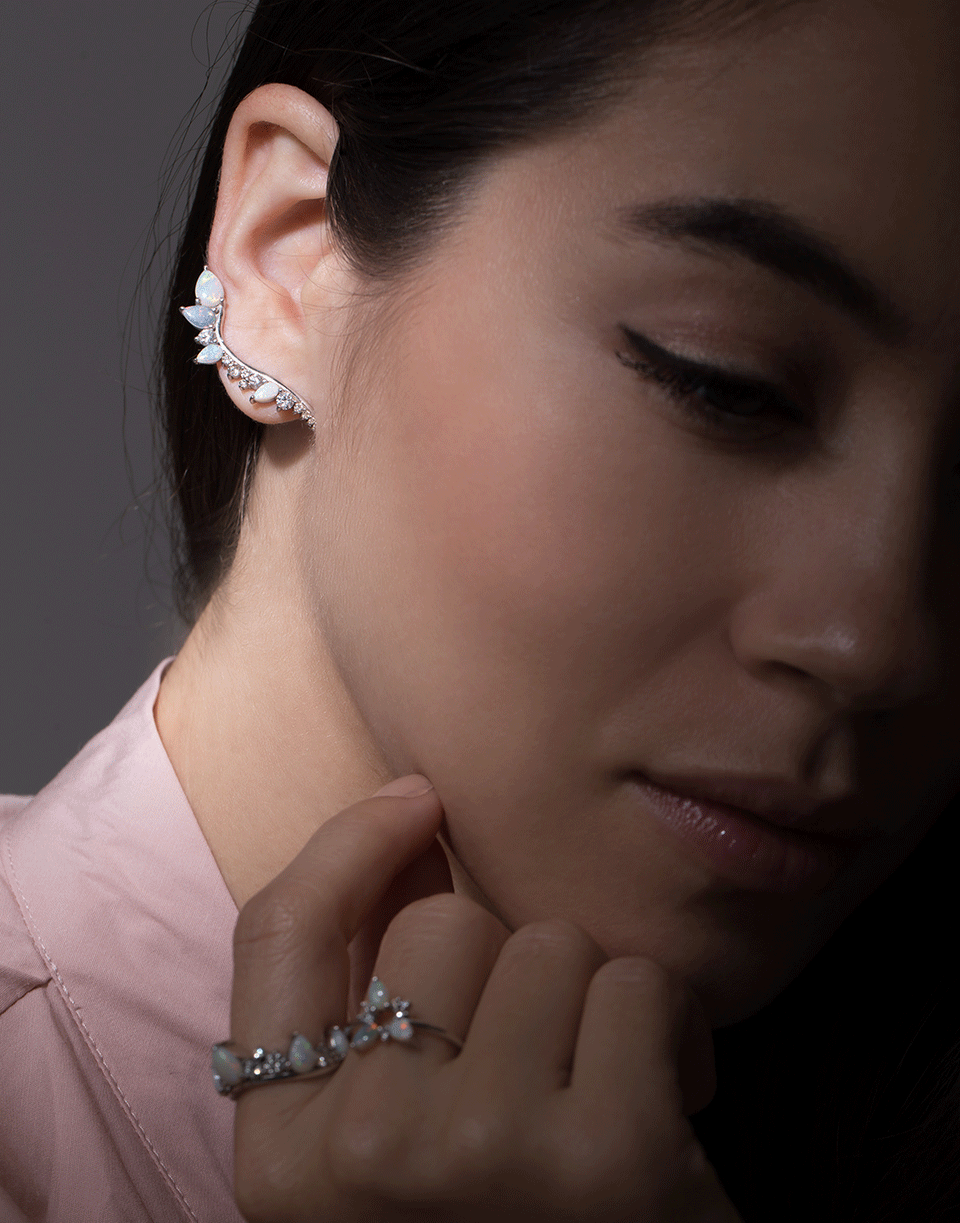 FERNANDO JORGE-Opal and Diamond Electric Ear Cuffs-WHITE GOLD