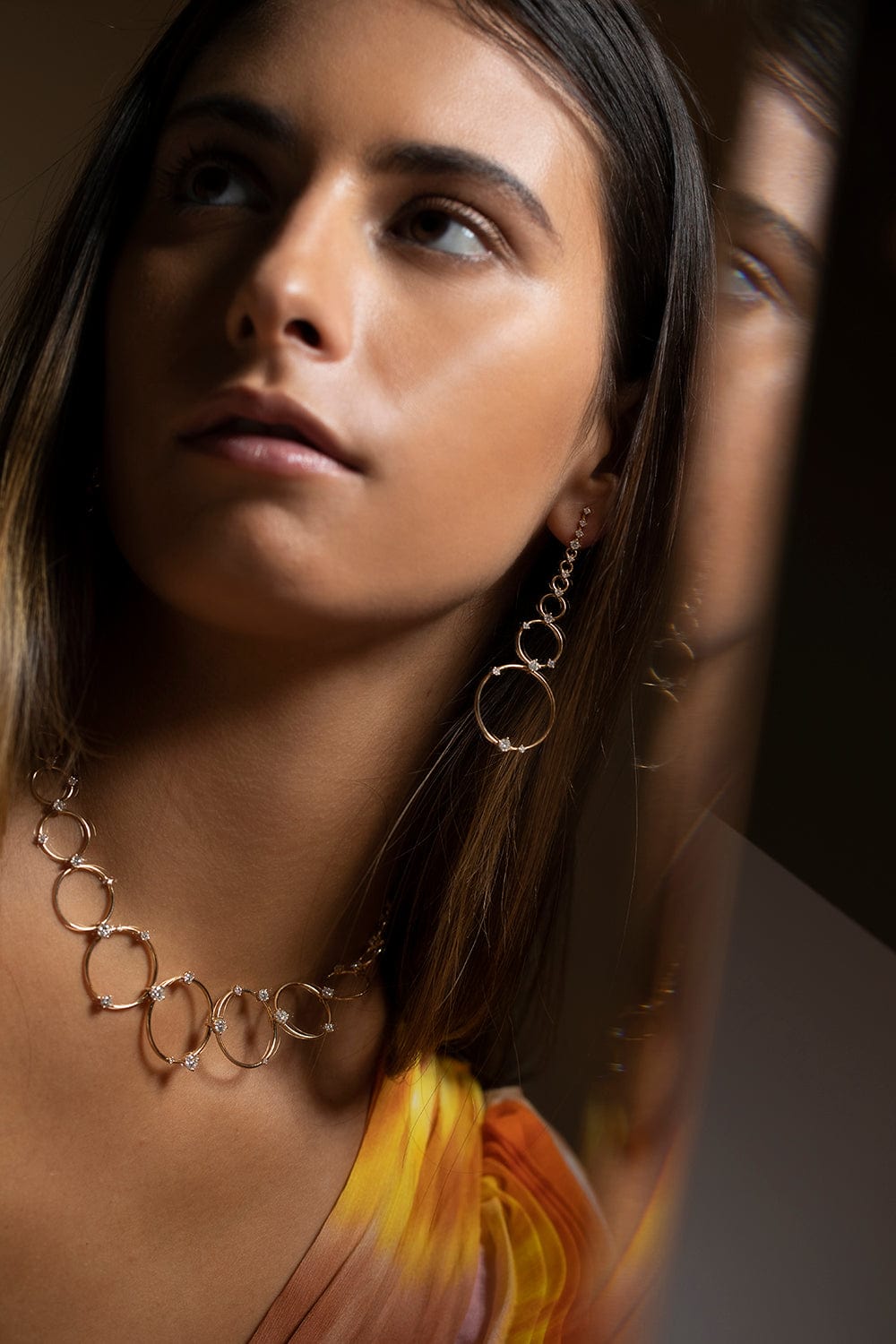 FERNANDO JORGE-Aerial Diamond Loop Earrings- Yellow Gold-YELLOW GOLD