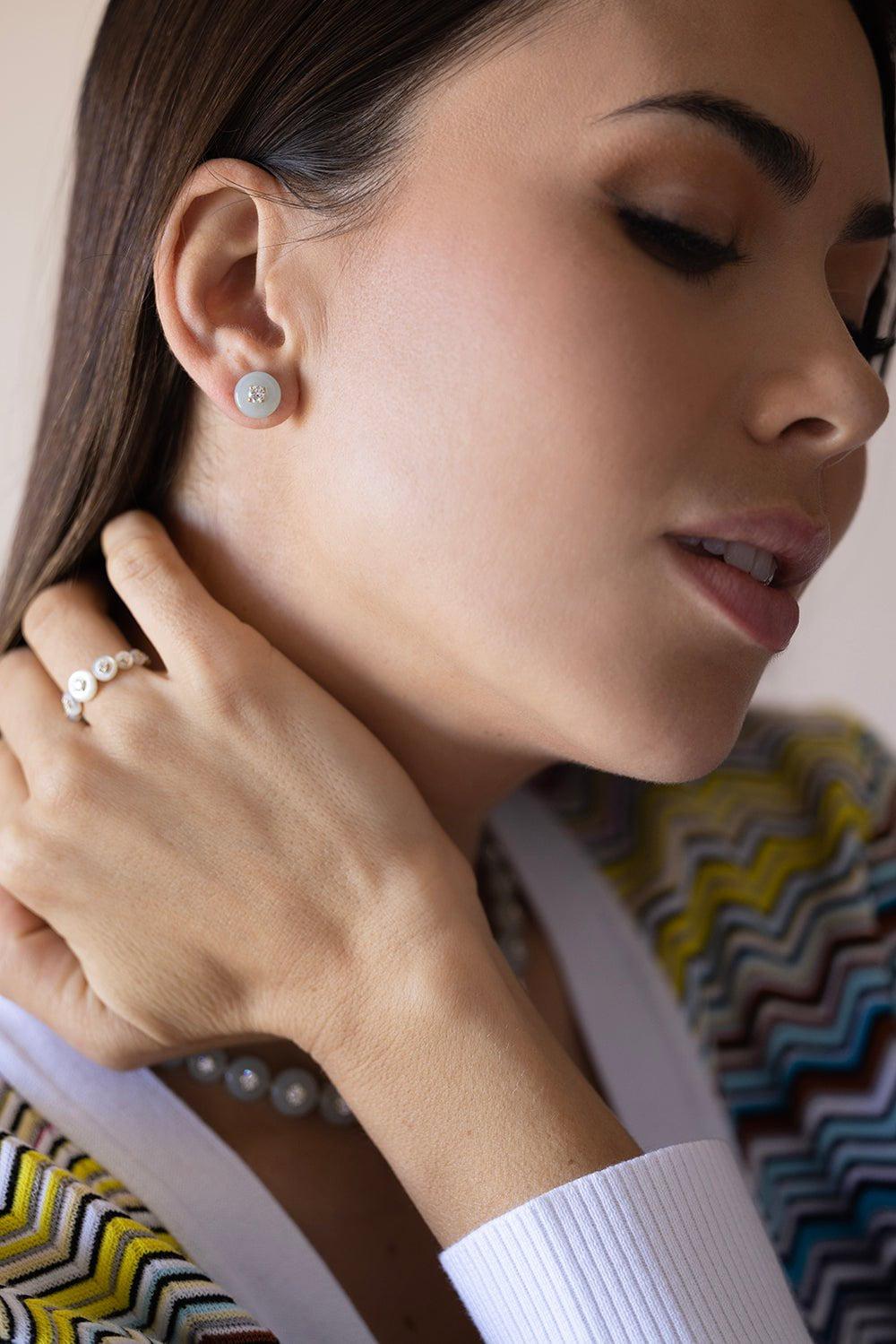 FERNANDO JORGE-Aqua Orbit Stud Earrings-YELLOW GOLD