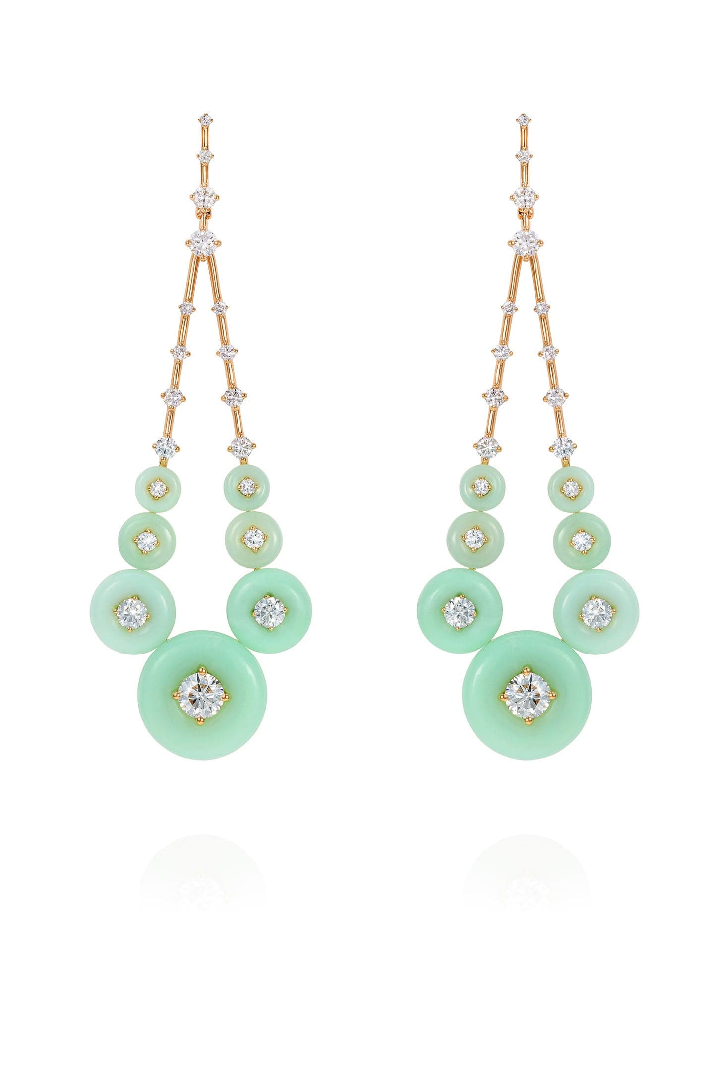 FERNANDO JORGE-Chrysoprase Gravity Earrings-YELLOW GOLD