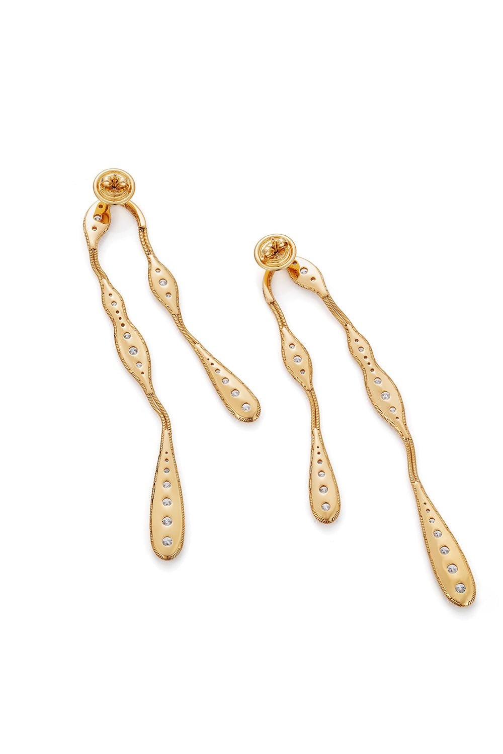 FERNANDO JORGE-Fluid Diamond Earrings-YELLOW GOLD