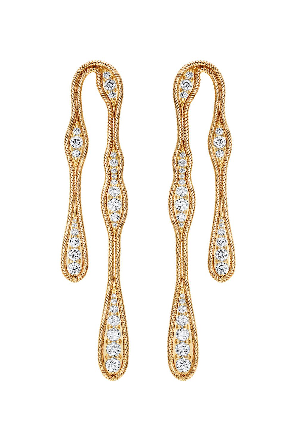 FERNANDO JORGE-Fluid Diamond Earrings-YELLOW GOLD