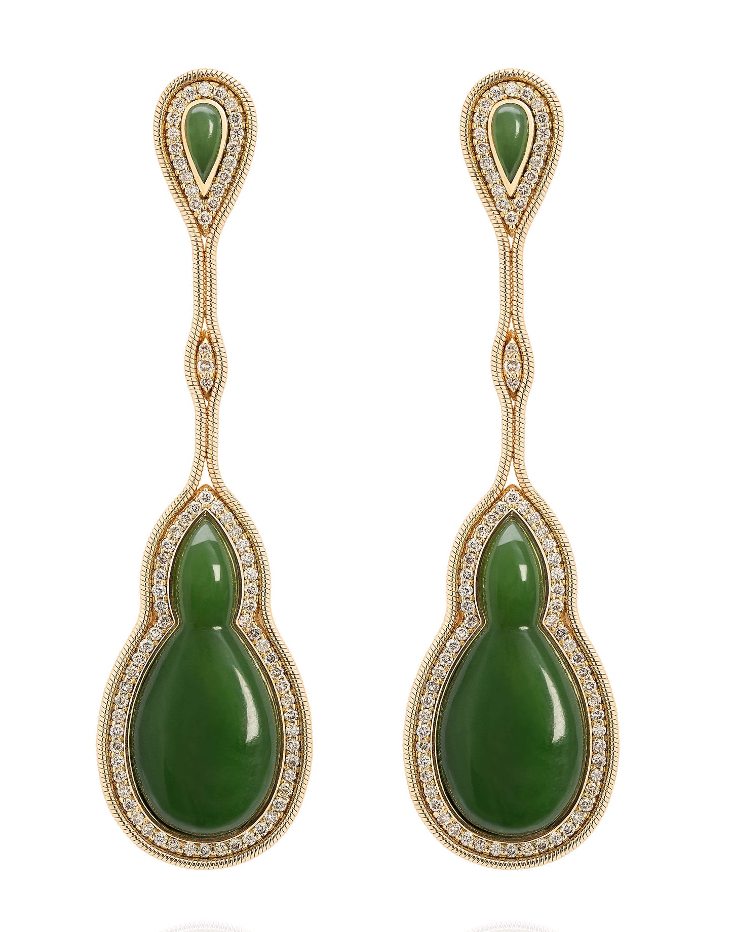 FERNANDO JORGE-Fluid Diamonds Framed Jade Earrings-YELLOW GOLD