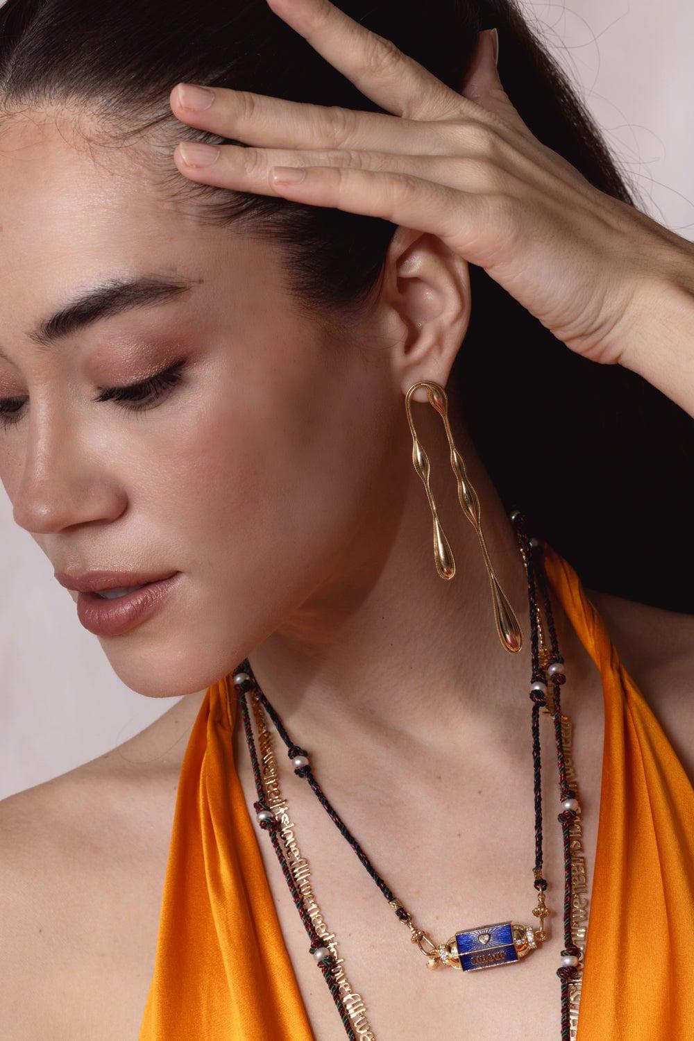 FERNANDO JORGE-Fluid Doubled Earrings-YELLOW GOLD
