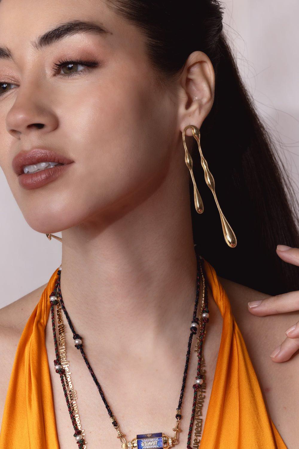 FERNANDO JORGE-Fluid Doubled Earrings-YELLOW GOLD
