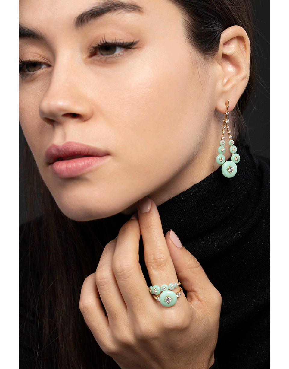 FERNANDO JORGE-Gravity Medium Chrysoprase Earrings-YELLOW GOLD