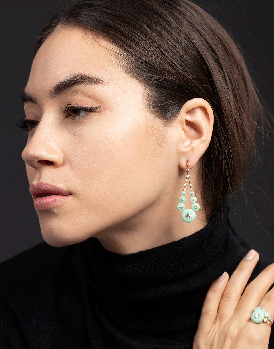 FERNANDO JORGE-Gravity Medium Chrysoprase Earrings-YELLOW GOLD