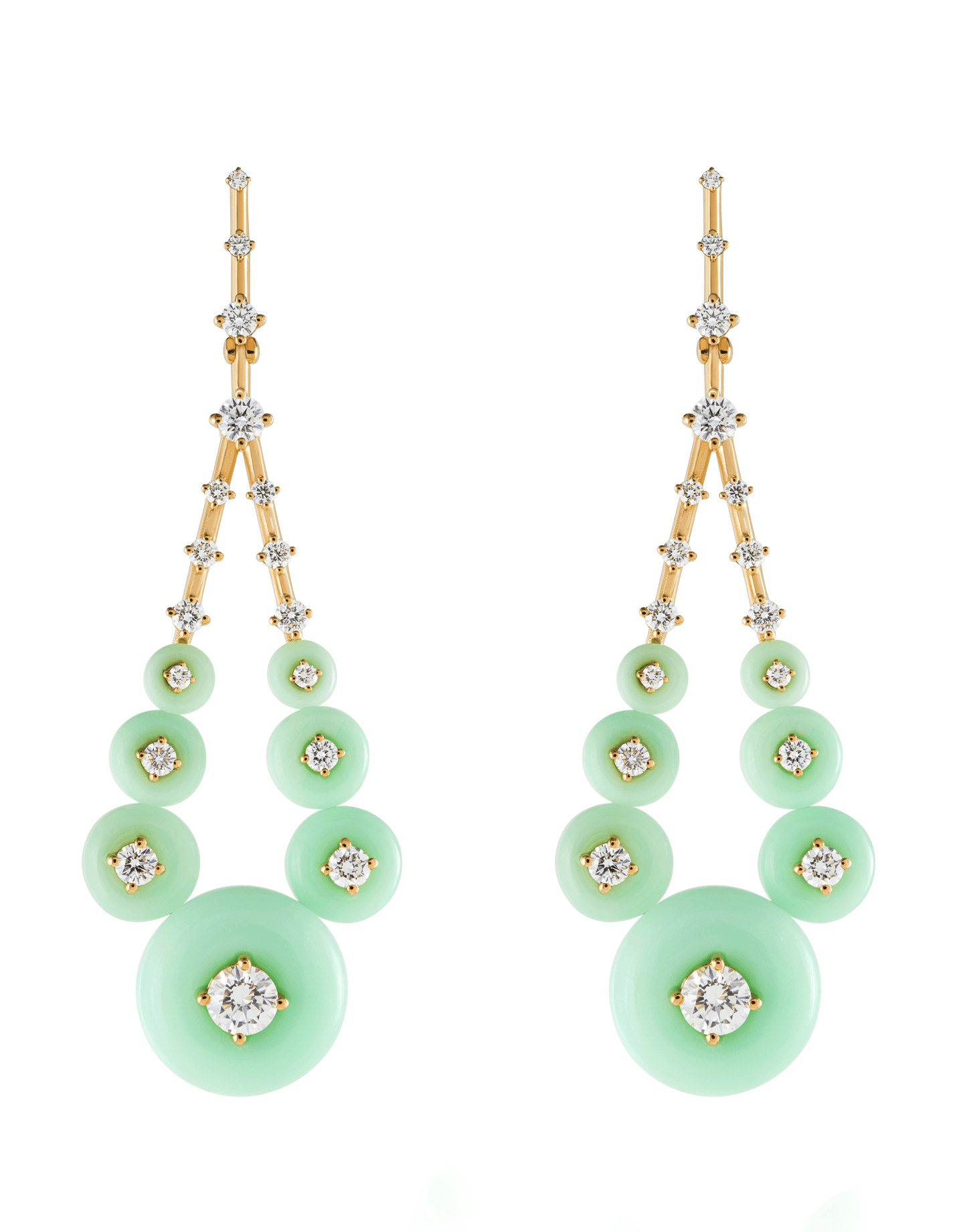 FERNANDO JORGE-Gravity Medium Chrysoprase Earrings-YELLOW GOLD