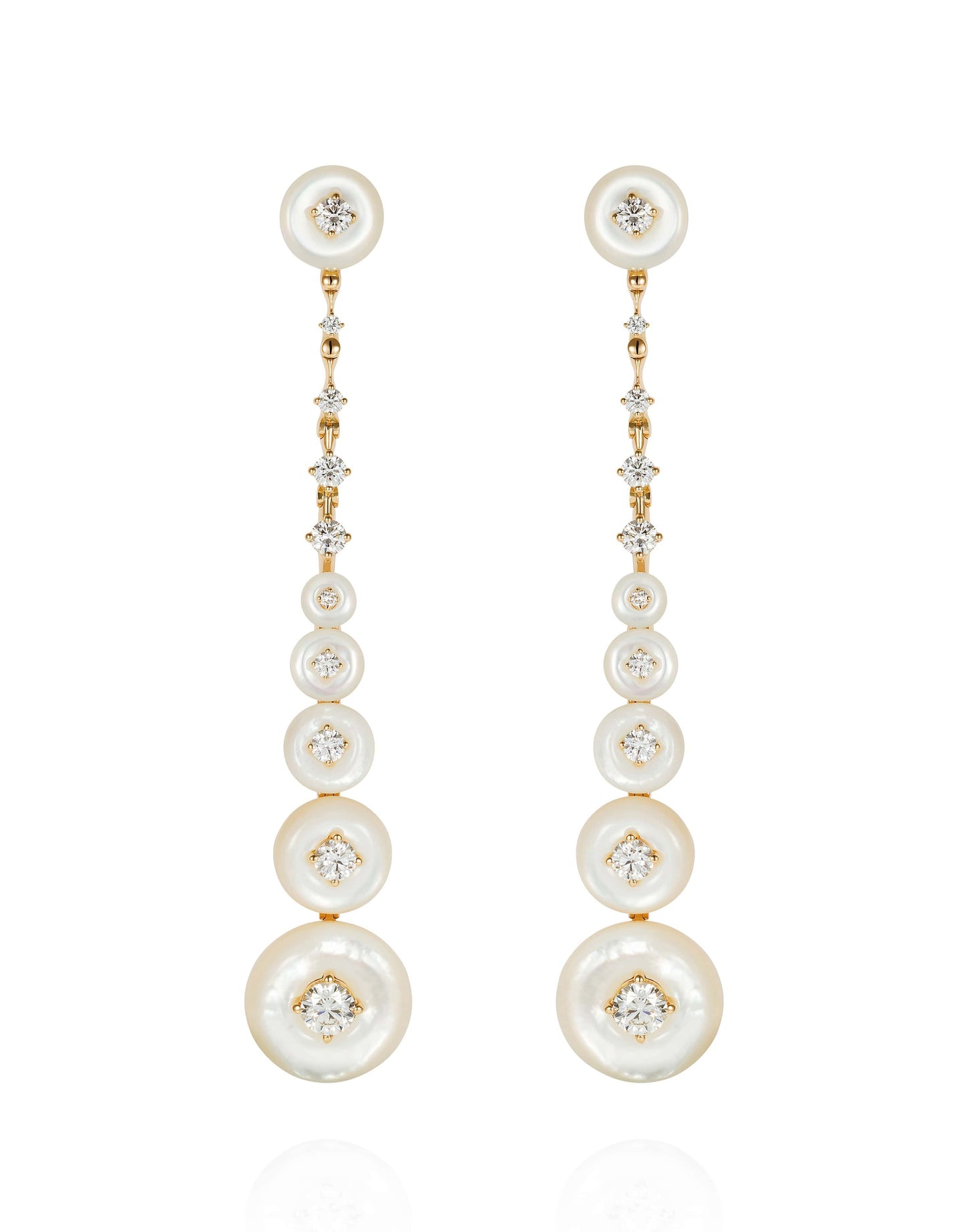 FERNANDO JORGE-Mother of Pearl and Diamond Surrounding Earrings-YELLOW GOLD