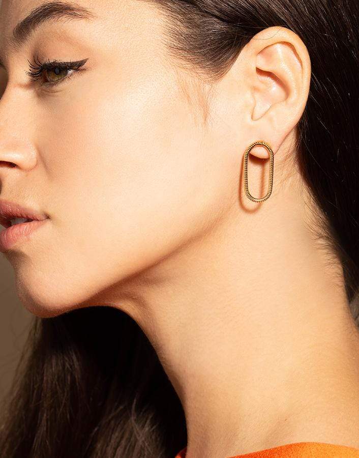 FERNANDO JORGE-Single Chain Short Earrings-YELLOW GOLD