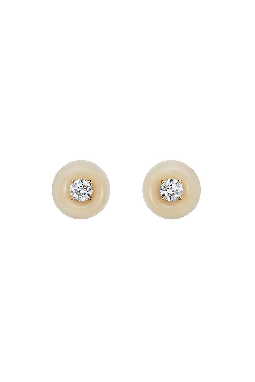 FERNANDO JORGE-Large Tagua Seed Orbit Stud Earrings-YELLOW GOLD