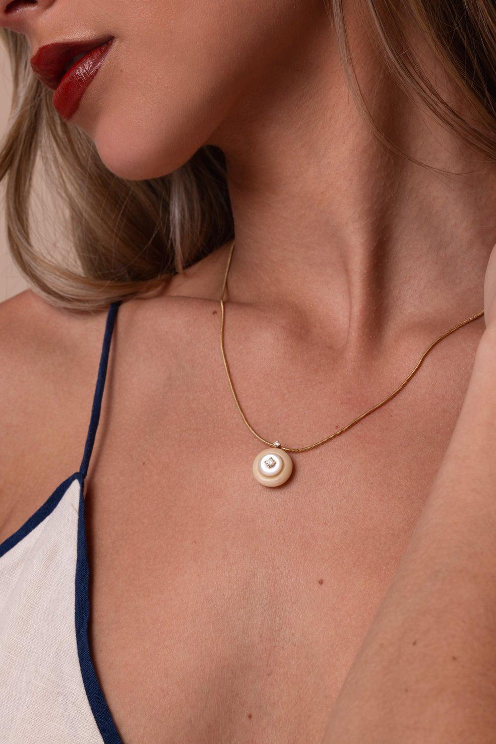 FERNANDO JORGE-Small Pearl Signal Pendant-YELLOW GOLD