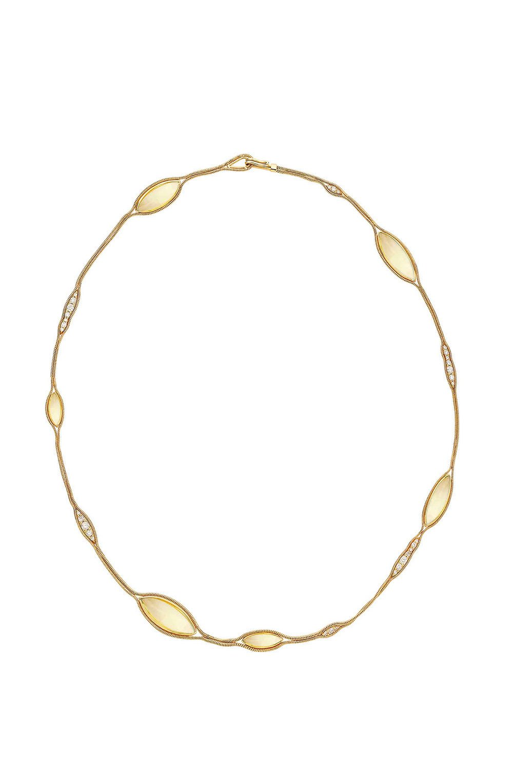 FERNANDO JORGE-Fluid Diamond Stone Necklace-YELLOW GOLD