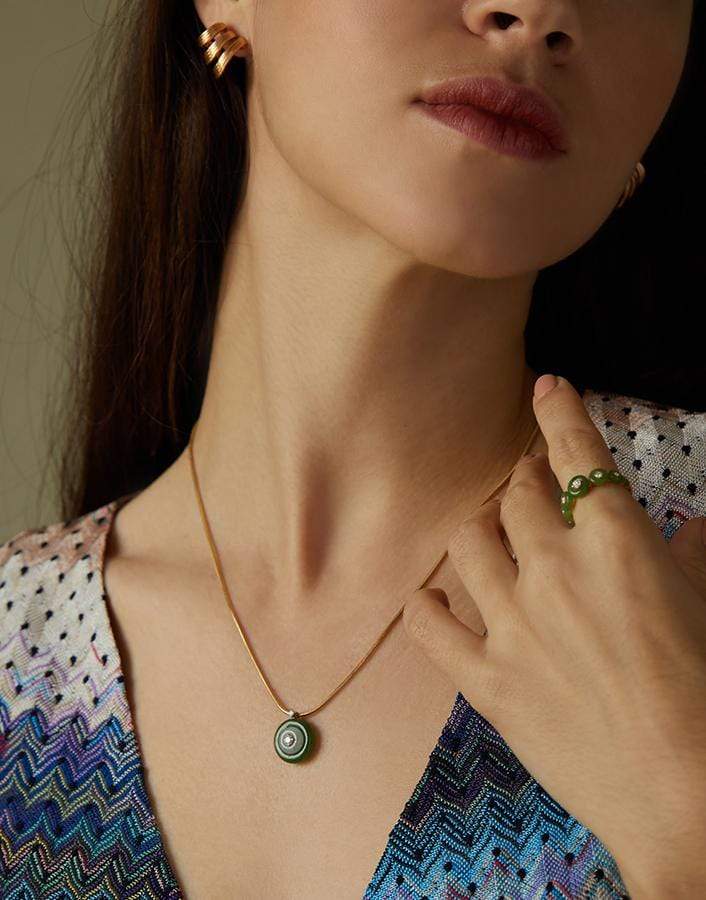 FERNANDO JORGE-Signal Jade Pendant Necklace-YELLOW GOLD