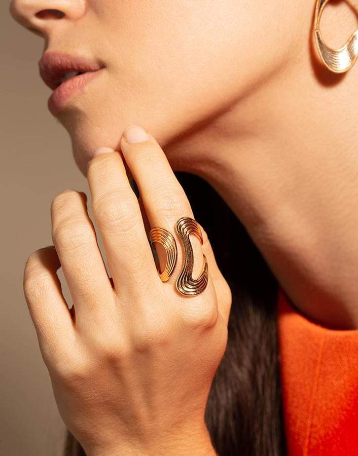 FERNANDO JORGE-Stream Lines Open Ring-ROSE GOLD
