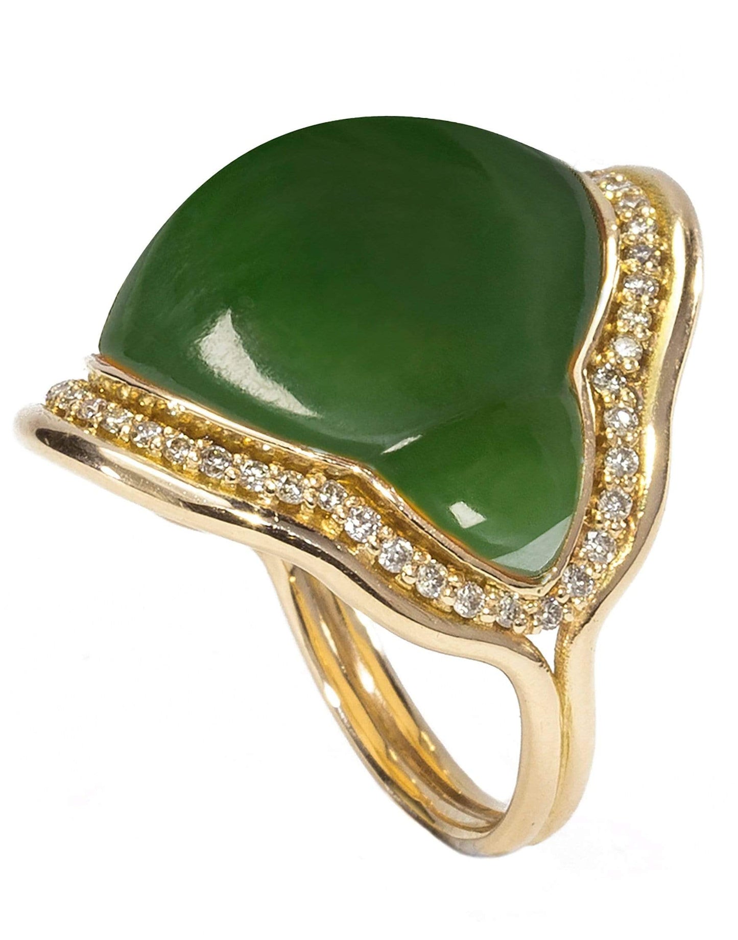 FERNANDO JORGE-Fluid Diamonds Framed Jade Ring-ROSE GOLD