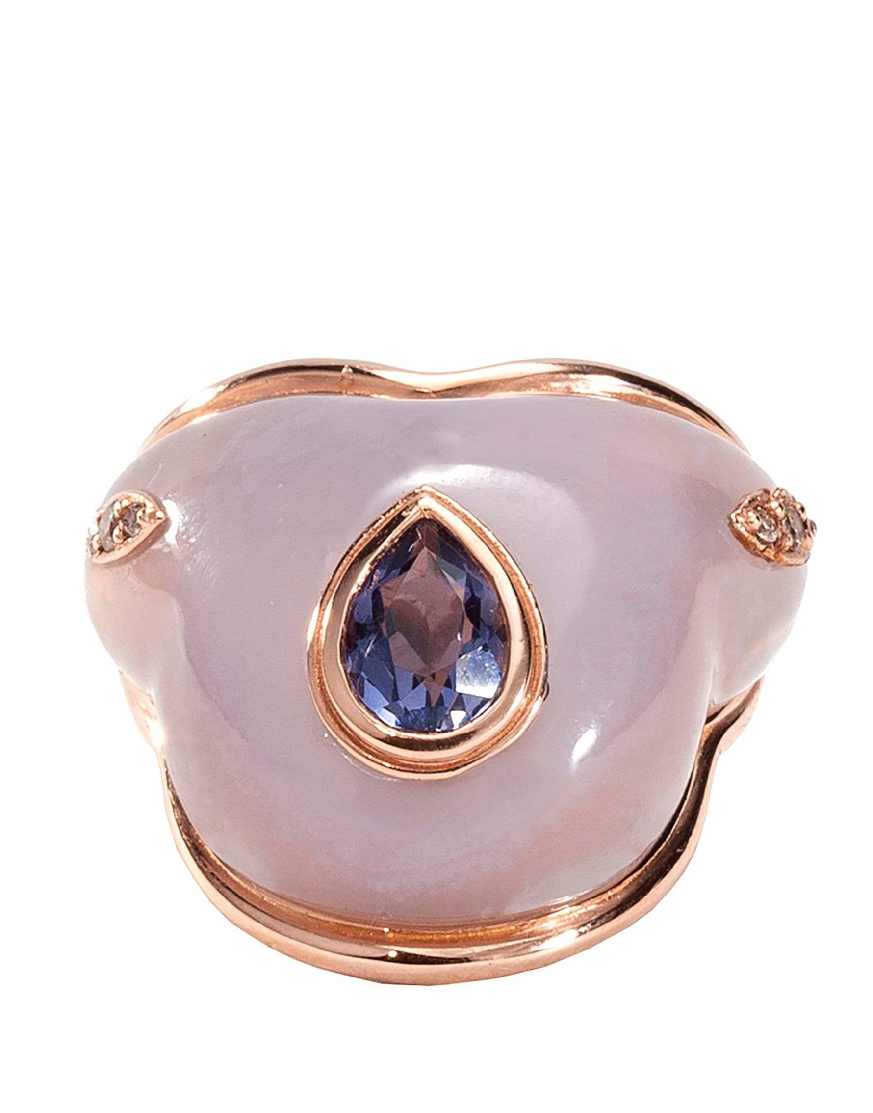 FERNANDO JORGE-Fluid Droplet on Chalcedony and Iolite Ring-ROSE GOLD