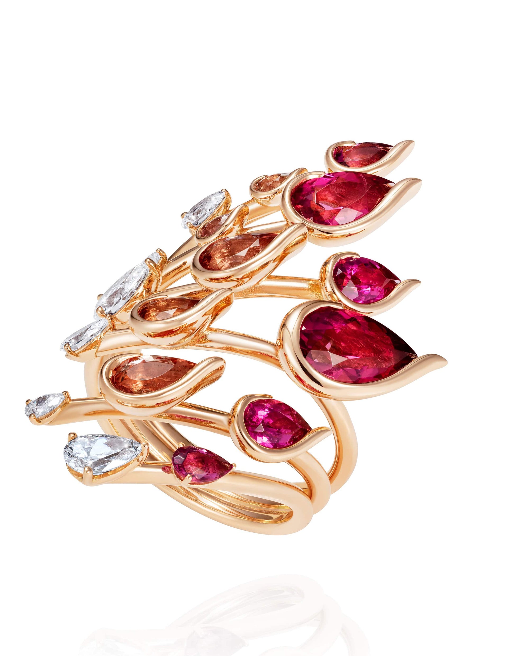 FERNANDO JORGE-Rubellite Diamond and Topaz Flare Ring-ROSE GOLD