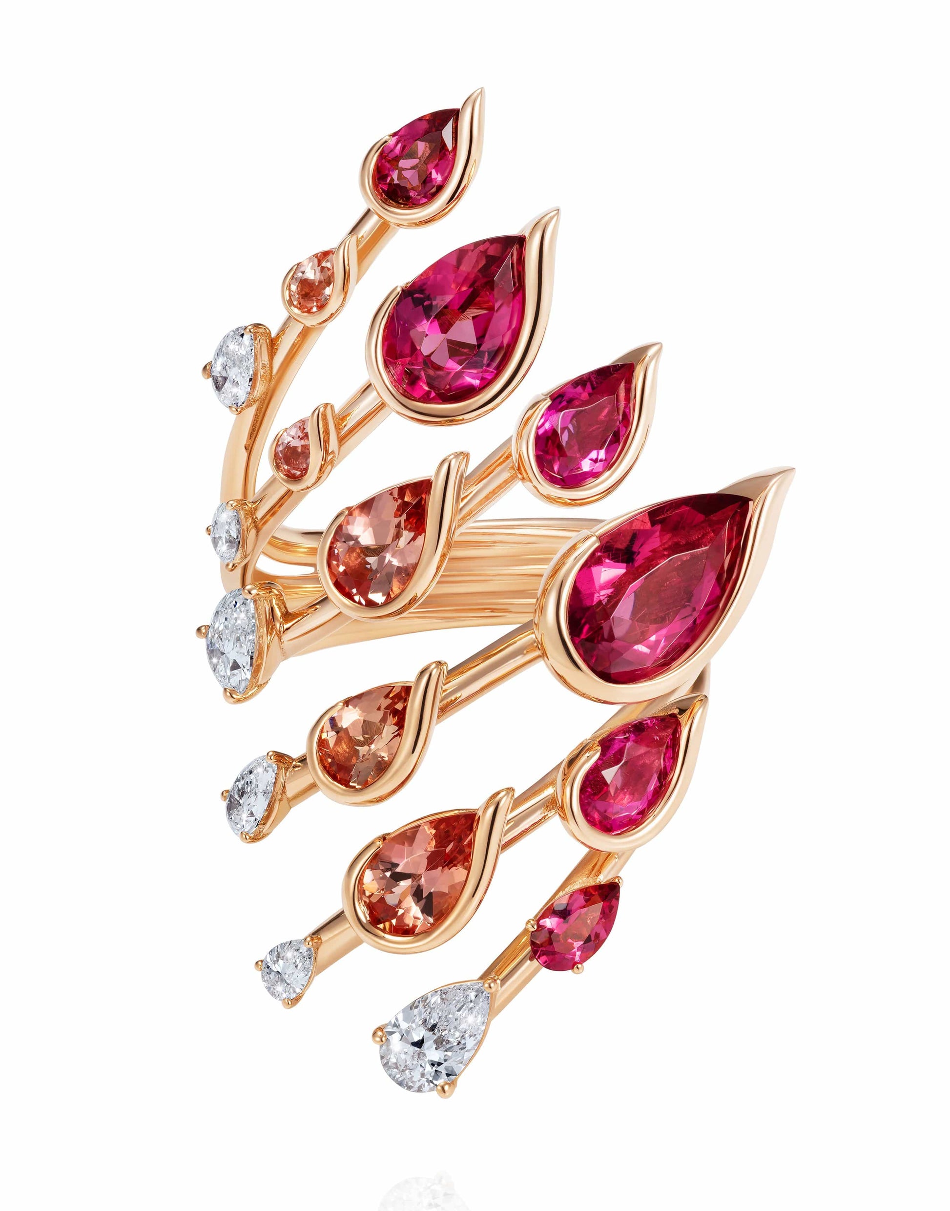 FERNANDO JORGE-Rubellite Diamond and Topaz Flare Ring-ROSE GOLD