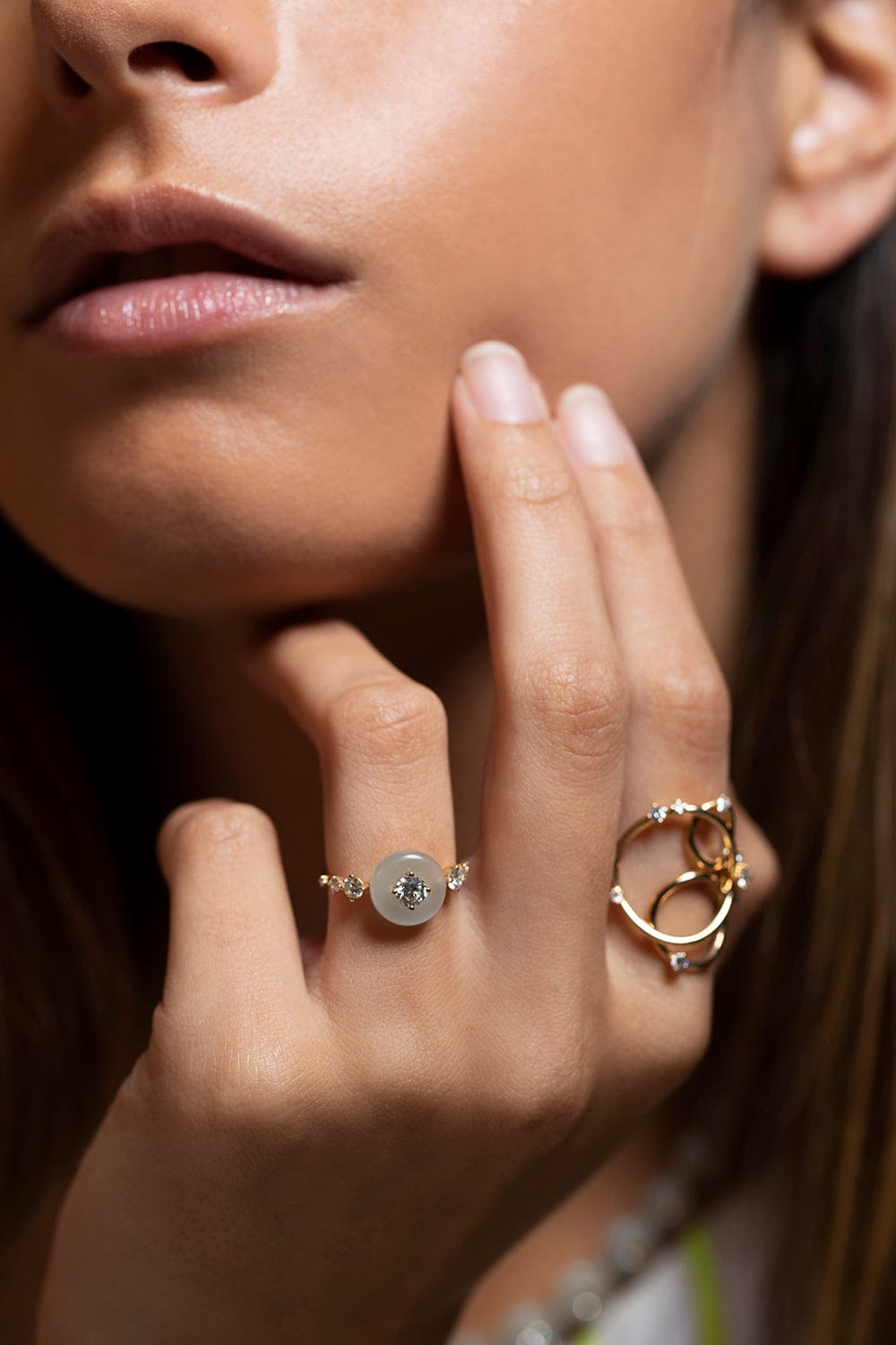 FERNANDO JORGE-Aquamarine Diamond Orbit Ring-YELLOW GOLD